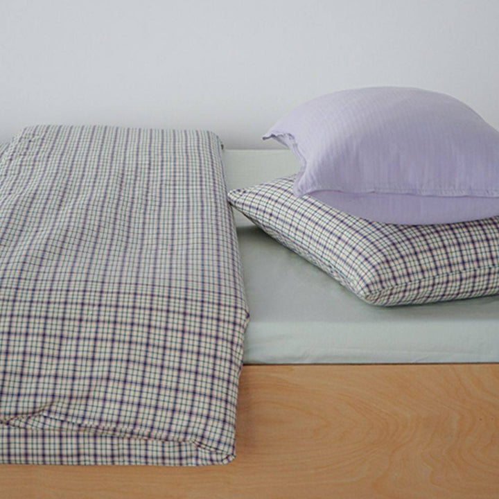 ピュアコットンチェック柄寝具カバー ライトグリーン