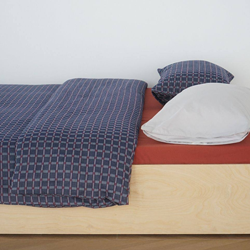 ピュアコットンチェック柄寝具カバー ネイビー