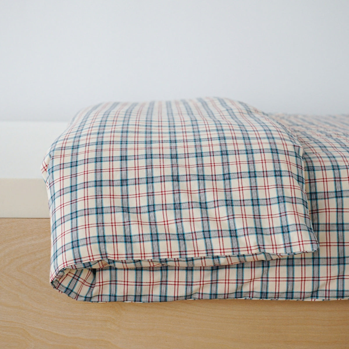 ピュアコットンチェック柄寝具カバー レッド