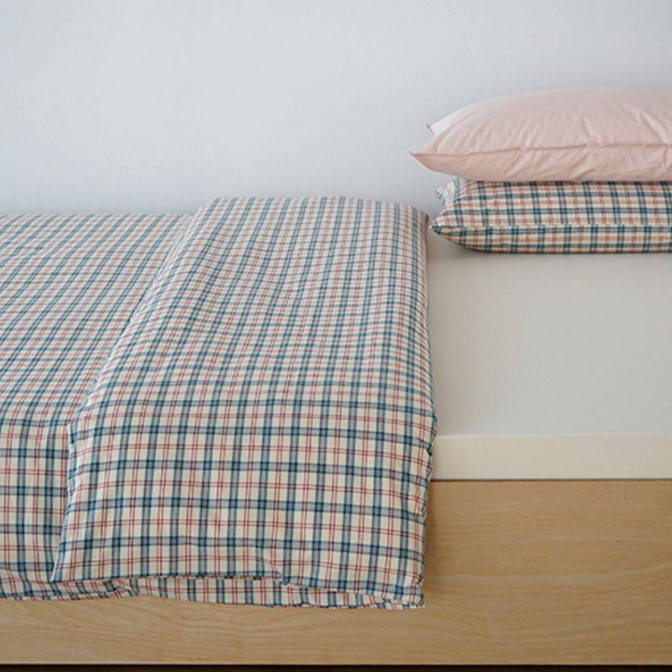 ピュアコットンチェック柄寝具カバー レッド