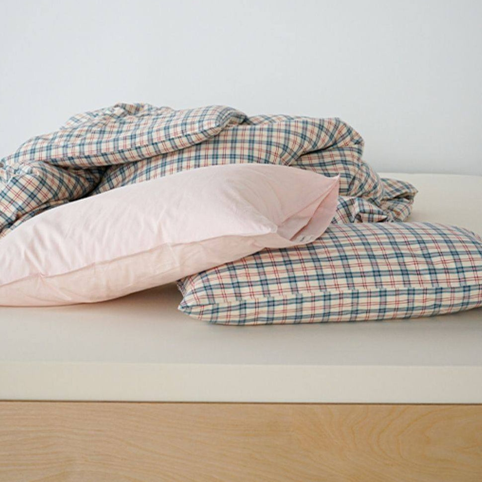 ピュアコットンチェック柄寝具カバー レッド