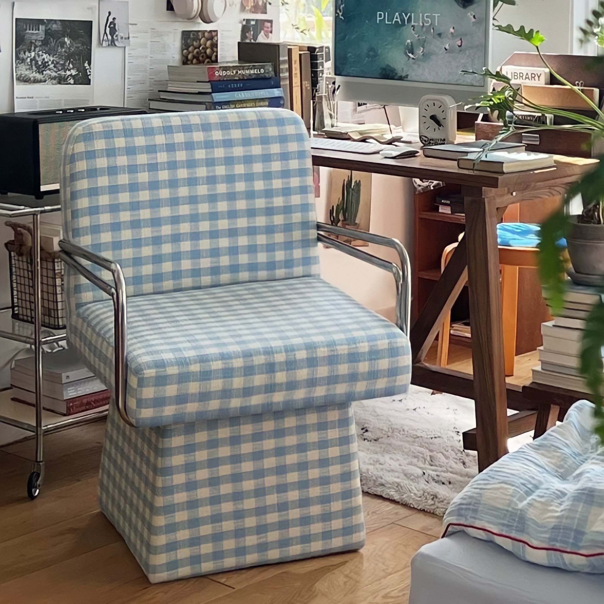 レトロモダンファブリックラウンジチェア