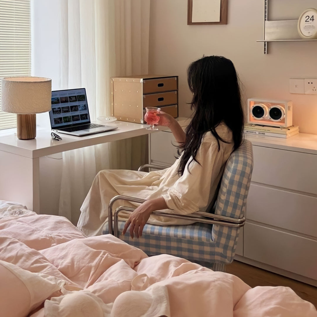 レトロモダンファブリックラウンジチェア