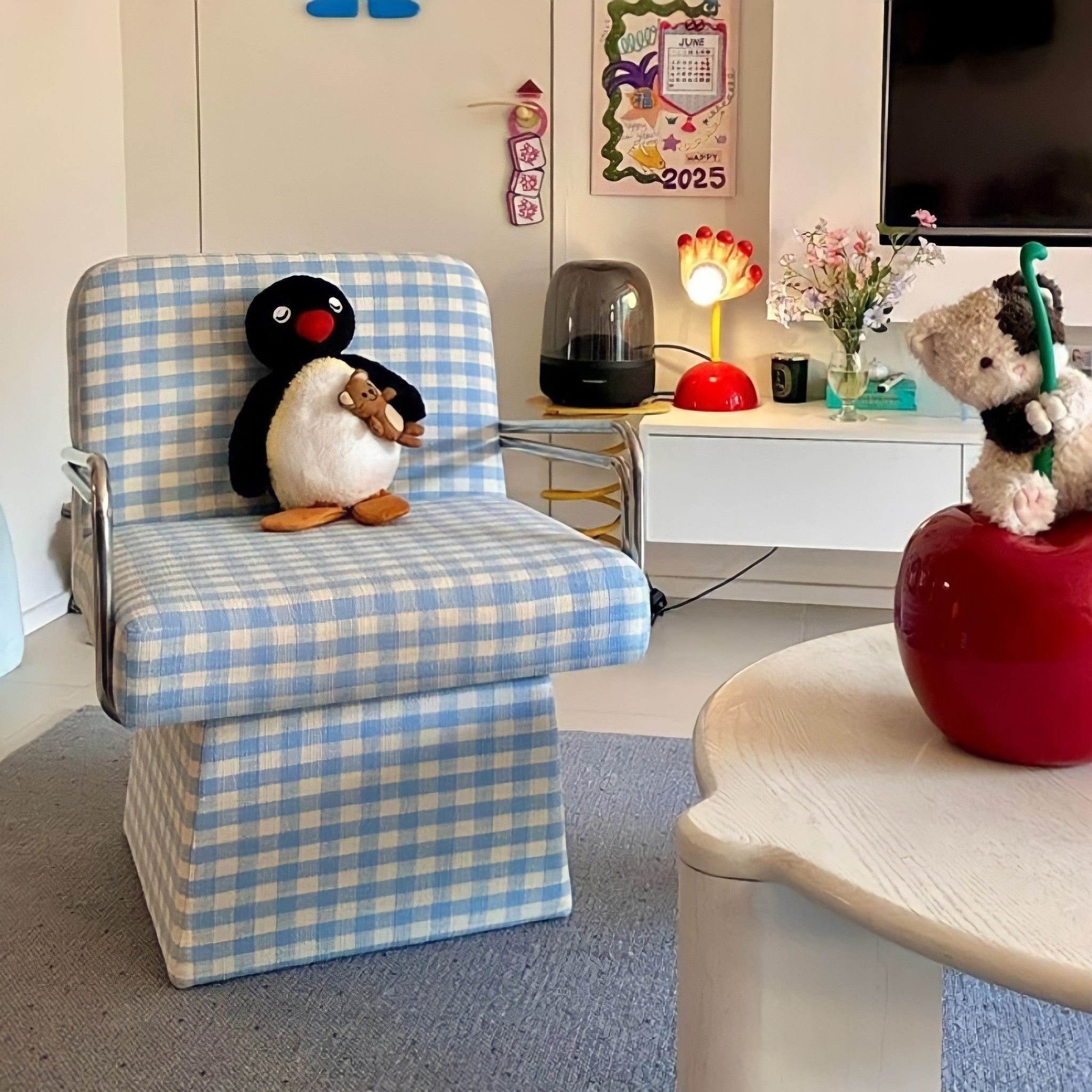 レトロモダンファブリックラウンジチェア