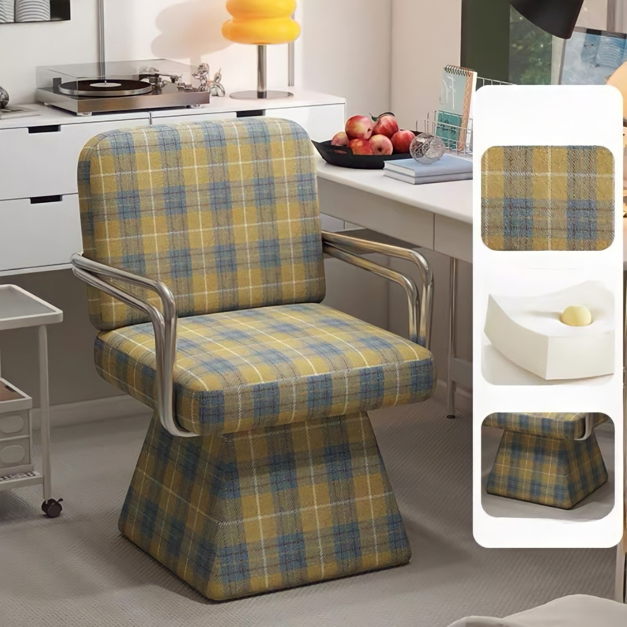 レトロモダンファブリックラウンジチェア