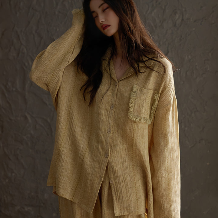 Natural Nuance Fringe Cotton Gauze Pajamas