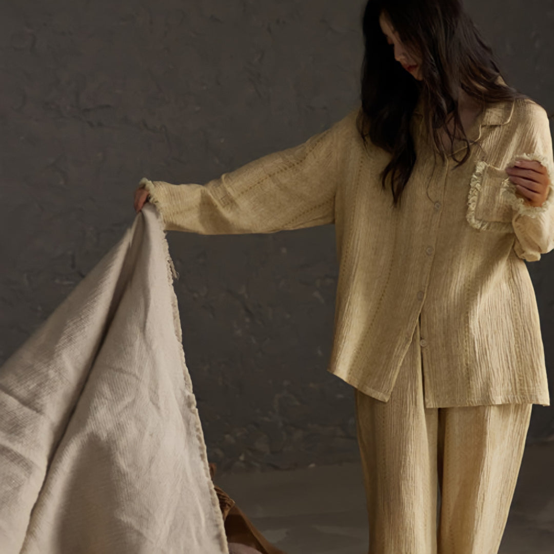 Natural Nuance Fringe Cotton Gauze Pajamas