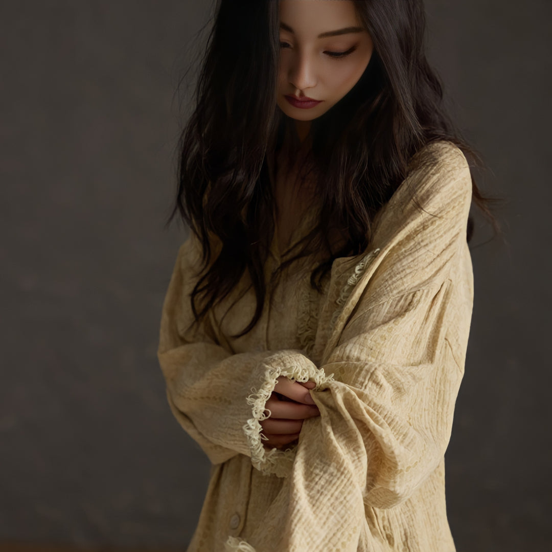 Natural Nuance Fringe Cotton Gauze Pajamas