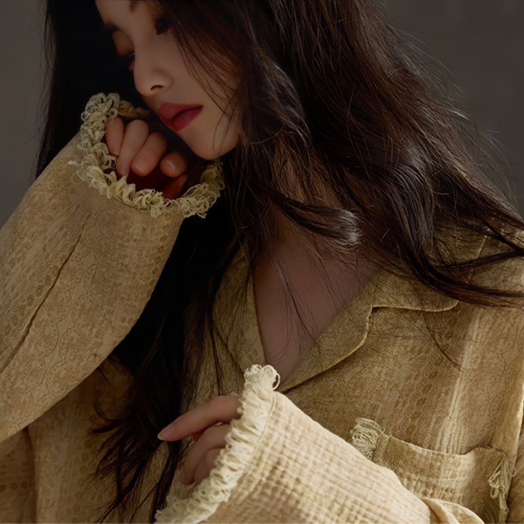 Natural Nuance Fringe Cotton Gauze Pajamas