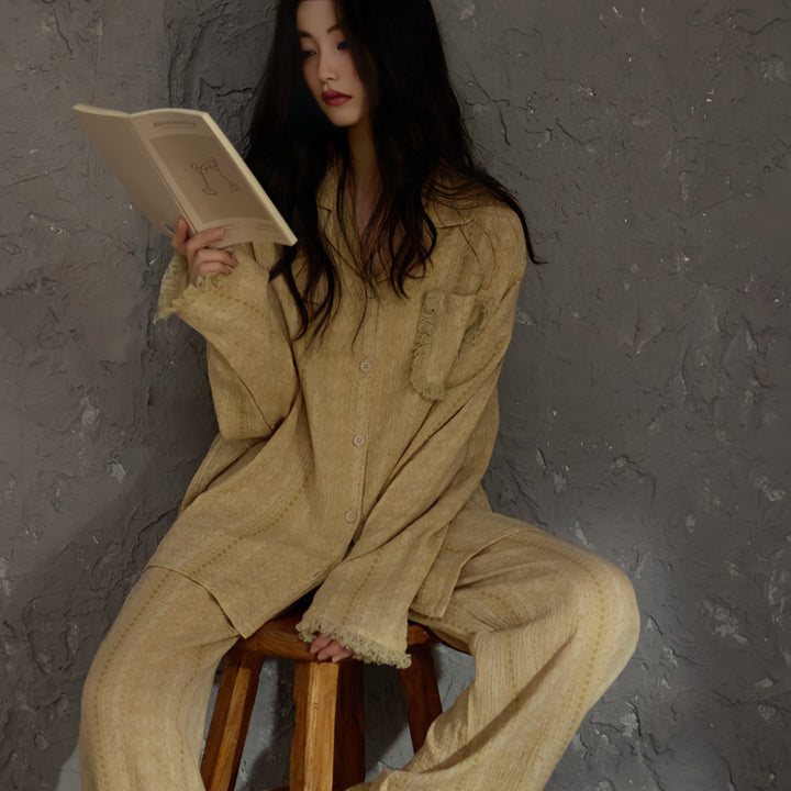 Natural Nuance Fringe Cotton Gauze Pajamas