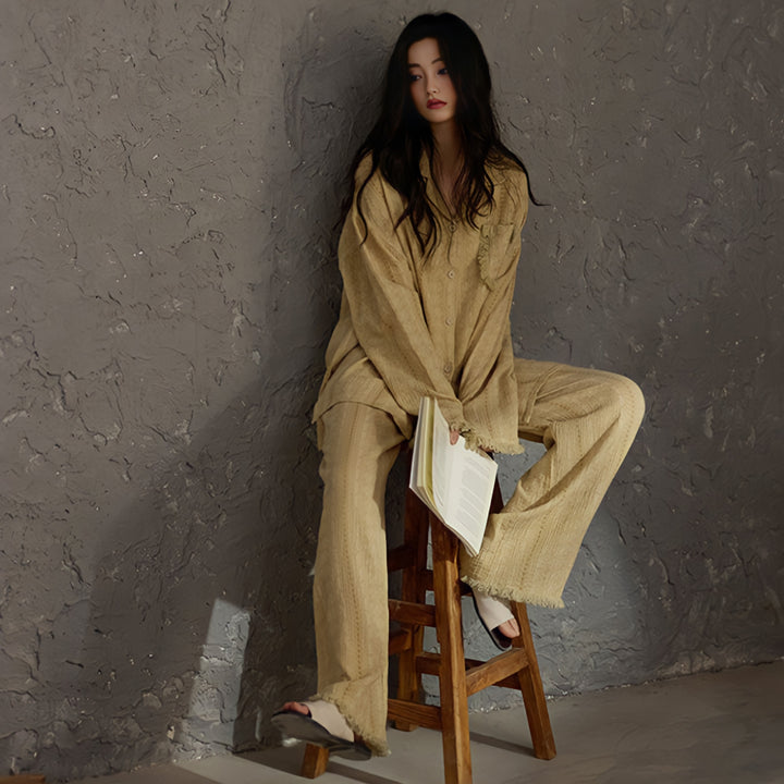 Natural Nuance Fringe Cotton Gauze Pajamas