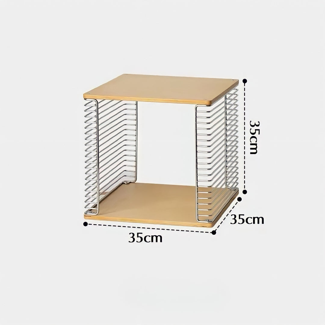 メタリックグリッドウッドサイドテーブル