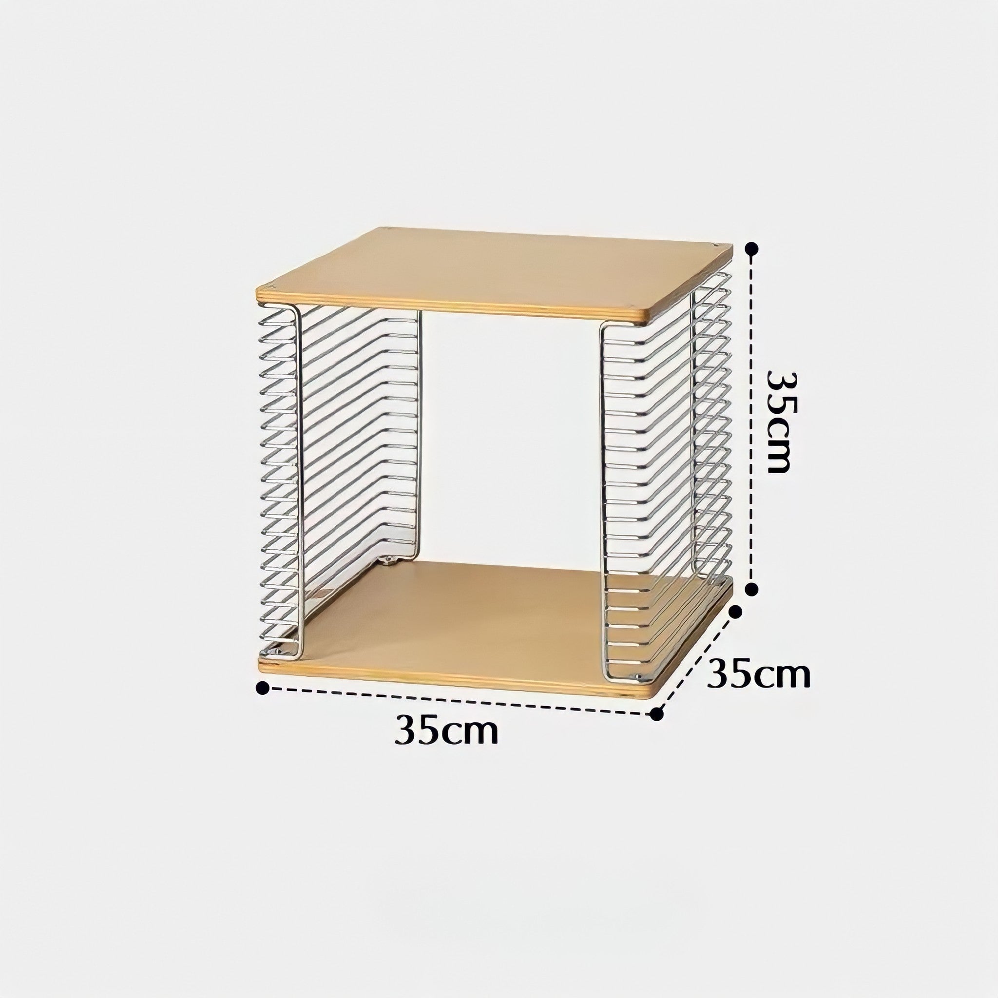 メタリックグリッドウッドサイドテーブル