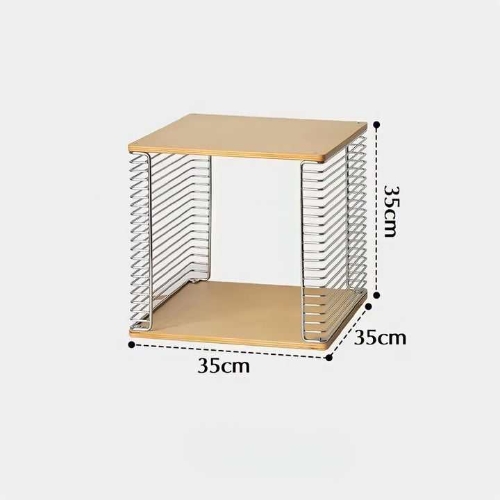 メタリックグリッドウッドサイドテーブル