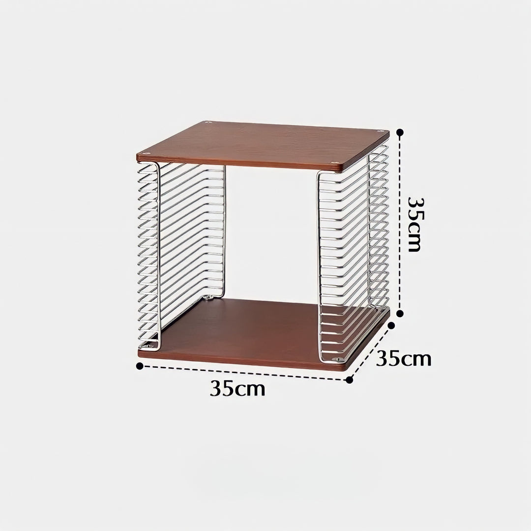 メタリックグリッドウッドサイドテーブル