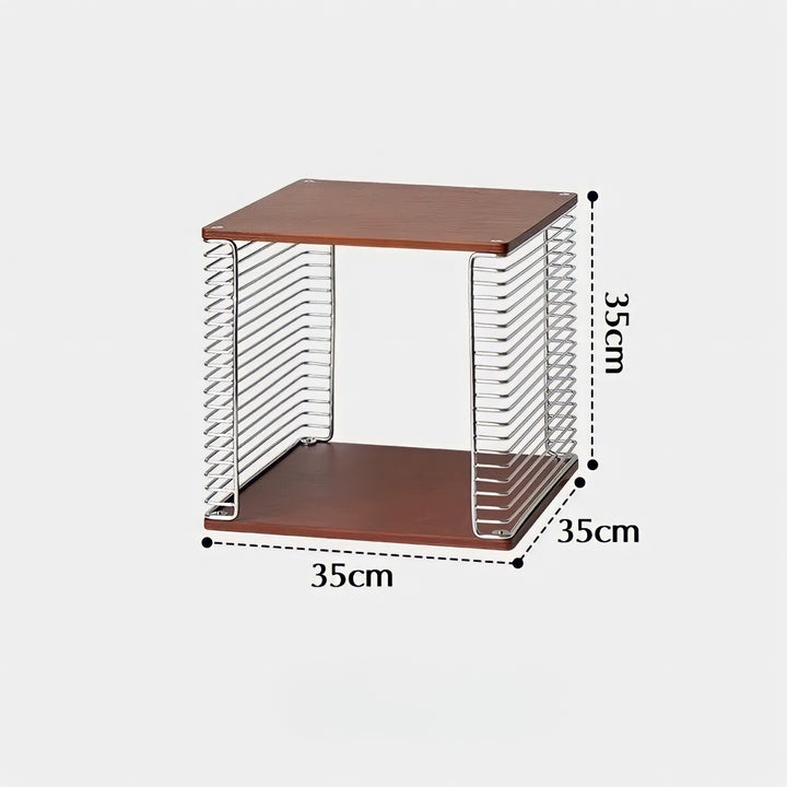 メタリックグリッドウッドサイドテーブル