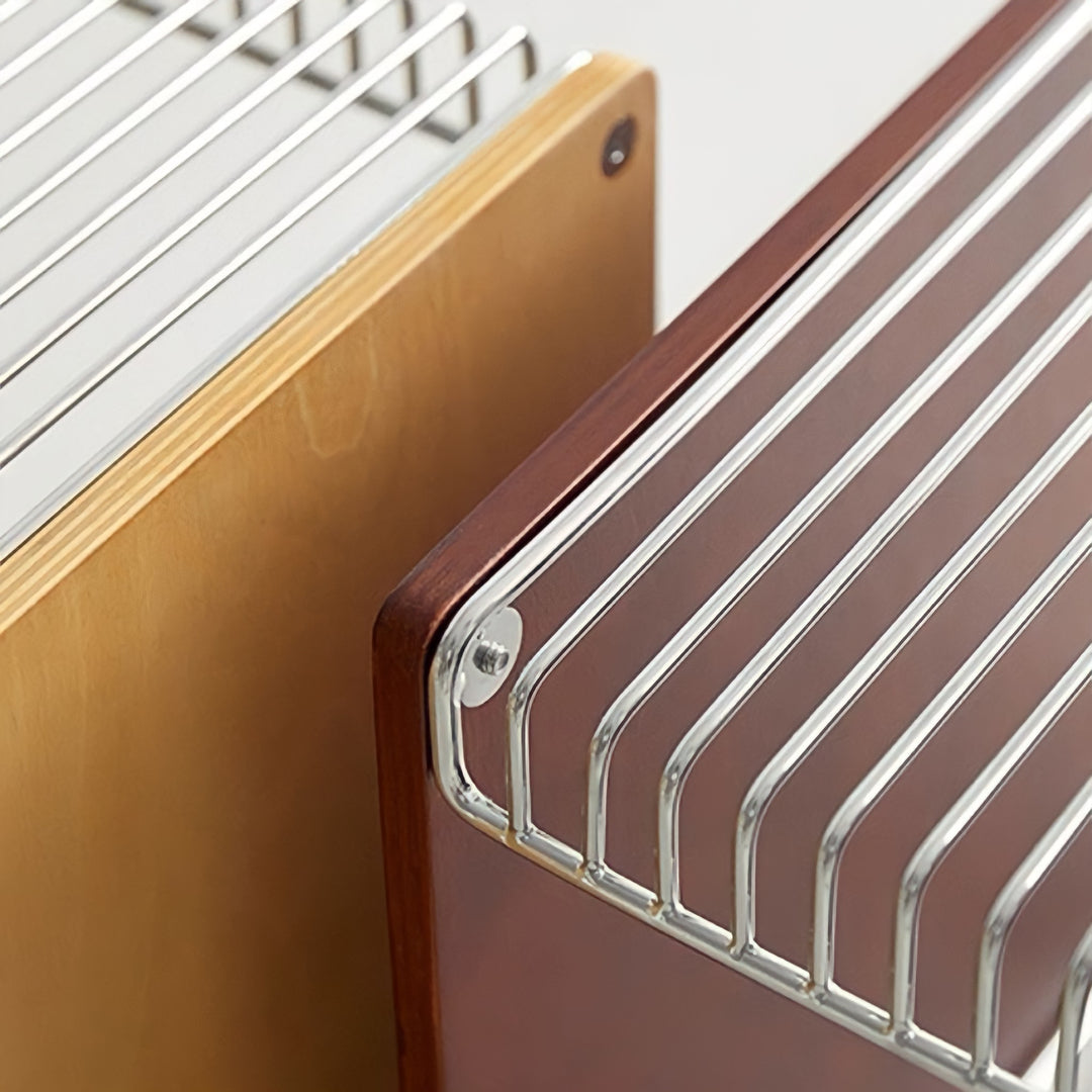 メタリックグリッドウッドサイドテーブル