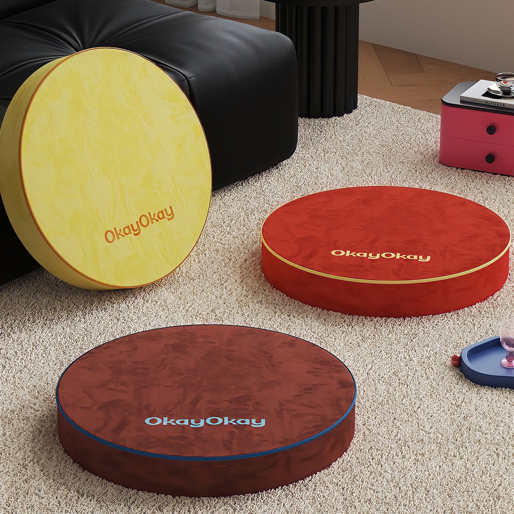 バイカラーラウンドクッション
