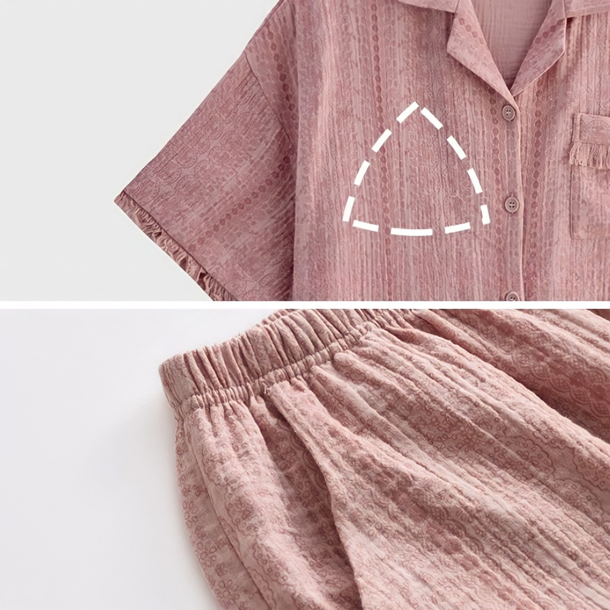 Pink Pure Cotton Gauze Pajamas with Cups