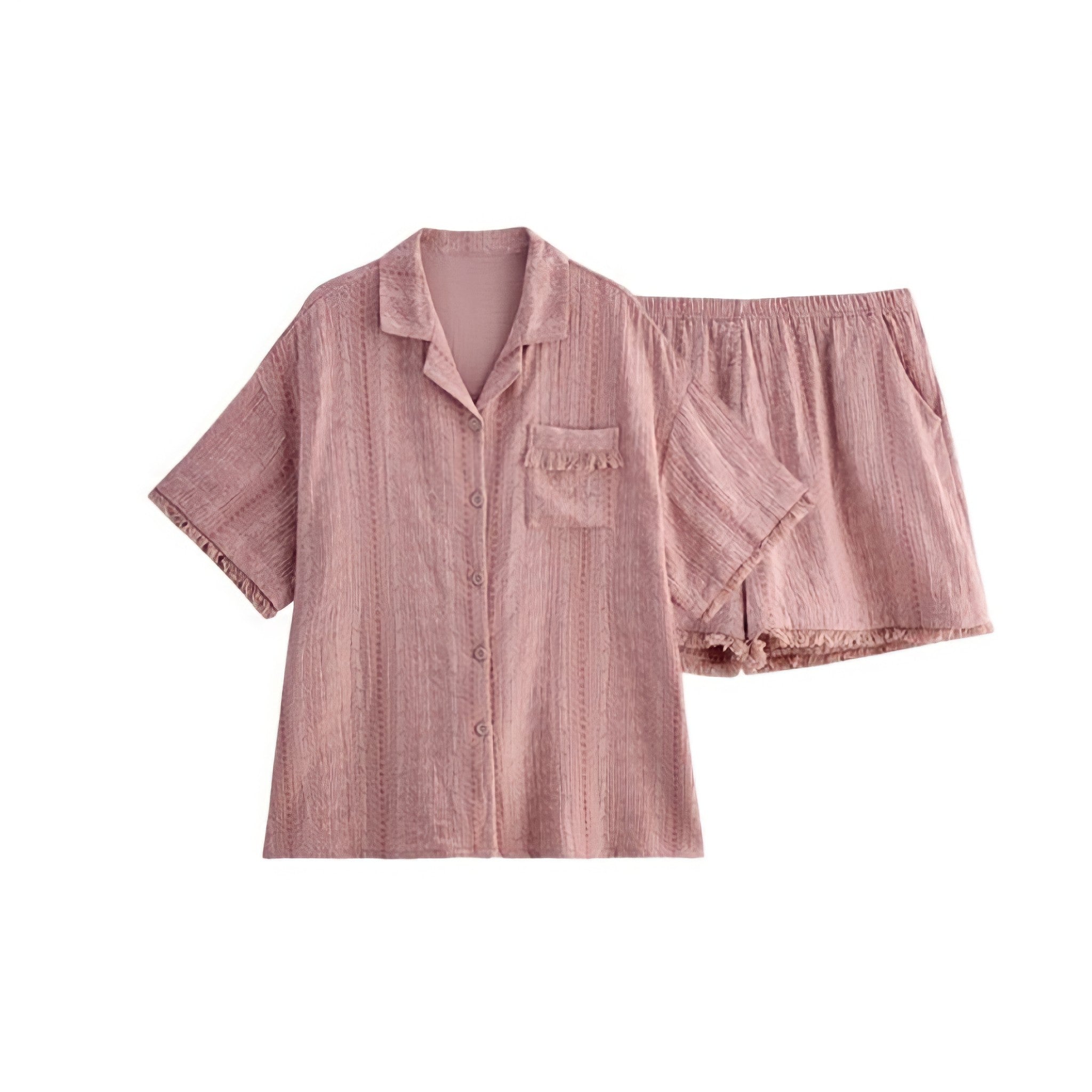 Pink Pure Cotton Gauze Pajamas with Cups