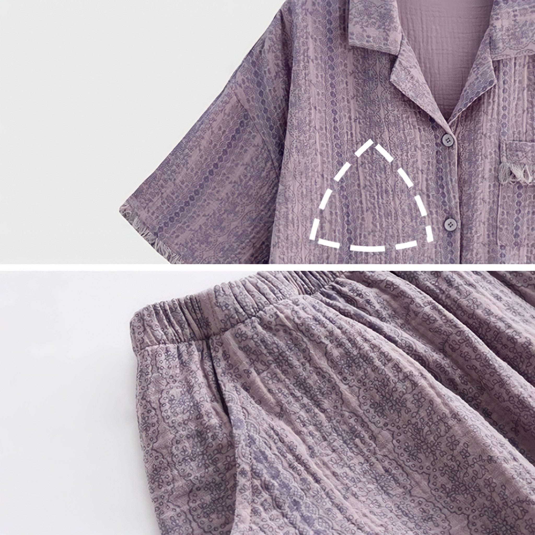 Pure Cotton Gauze Pajamas with Cups - Purple