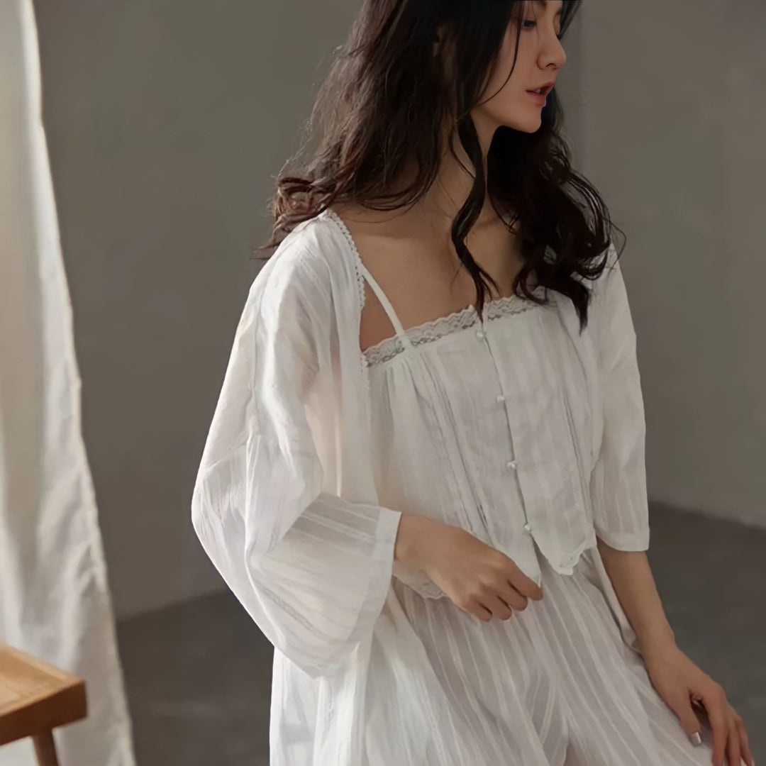 Pure White 3-Piece Pajama Set