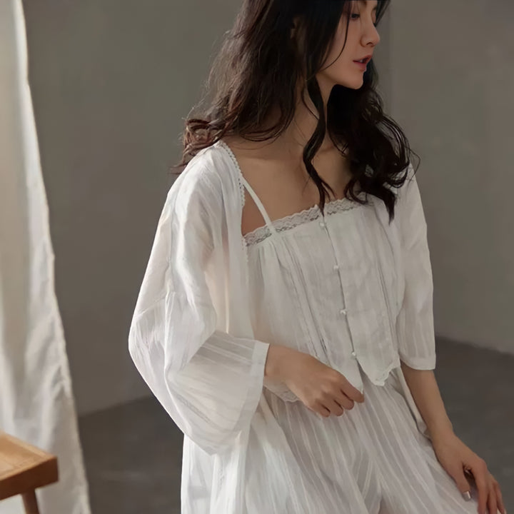 Pure White 3-Piece Pajama Set
