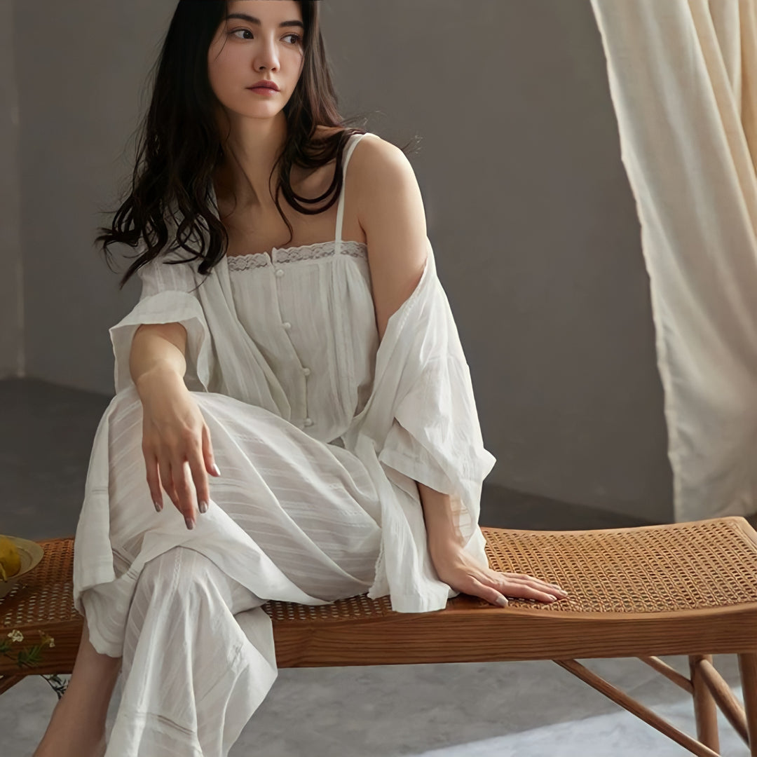 Pure White 3-Piece Pajama Set