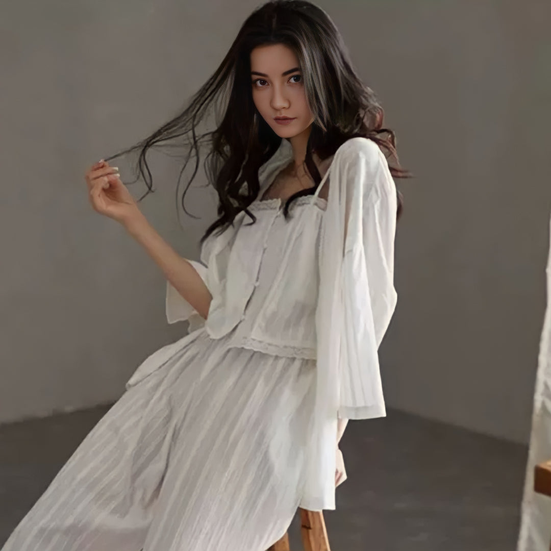 Pure White 3-Piece Pajama Set