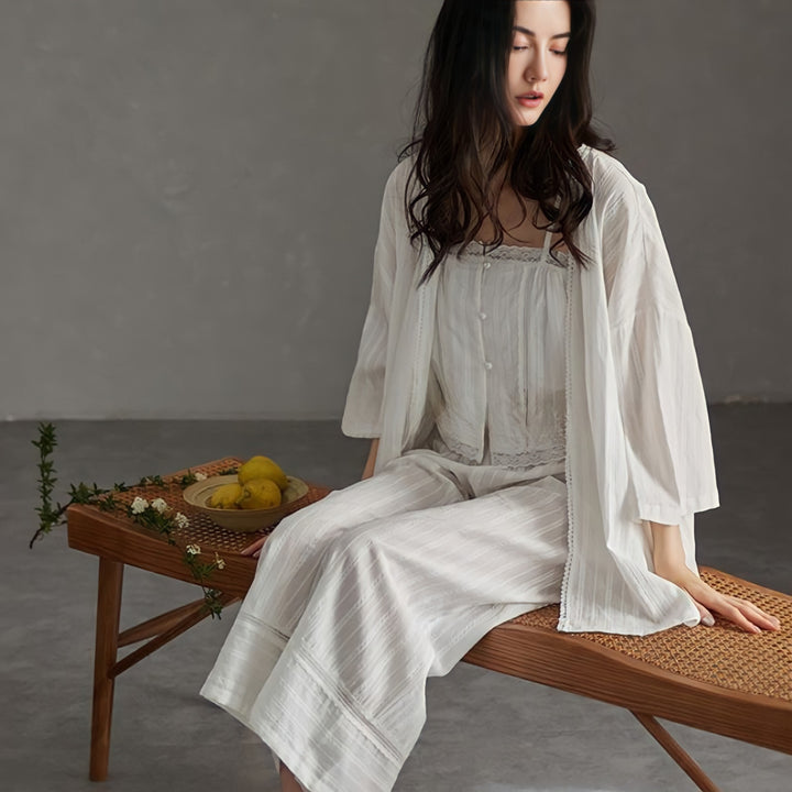 Pure White 3-Piece Pajama Set