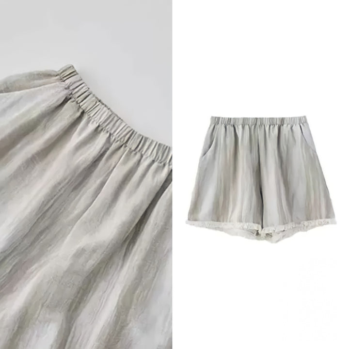 Fringe Trim Striped Pajamas with Cups