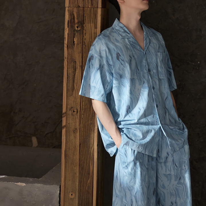 Marble Blue Modal Cotton Pajamas