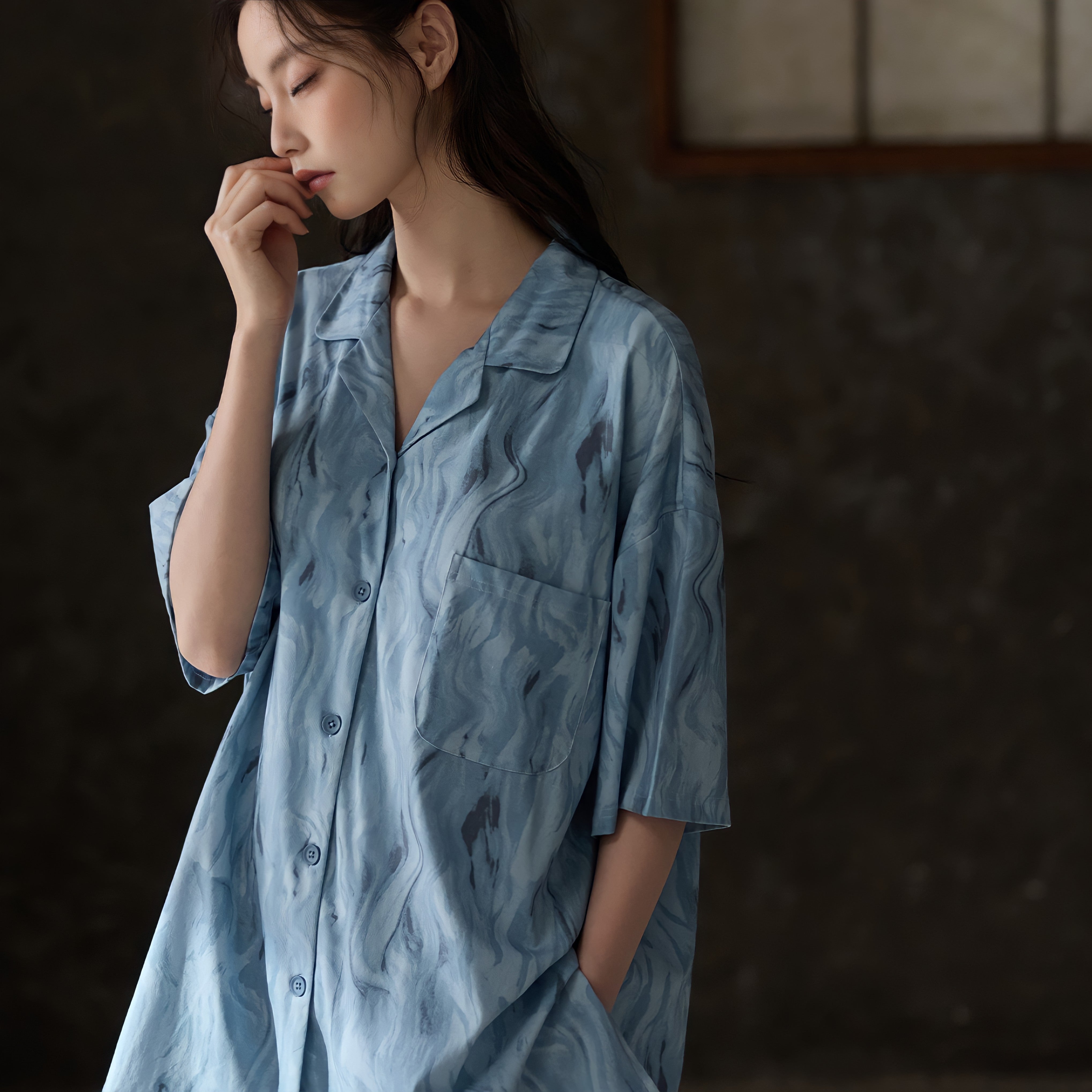 Marble Blue Modal Cotton Pajamas