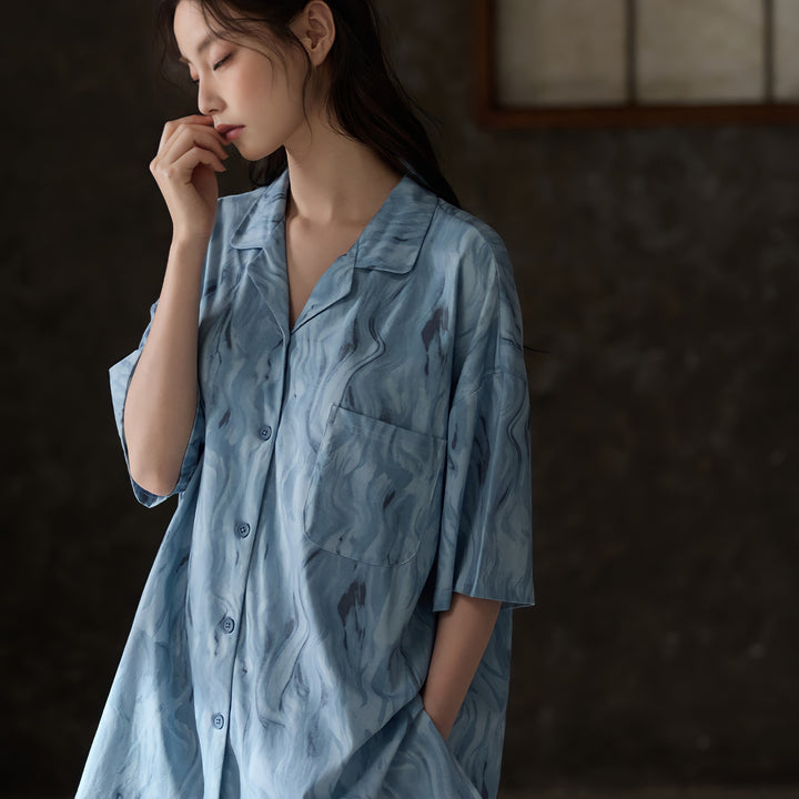 Marble Blue Modal Cotton Pajamas
