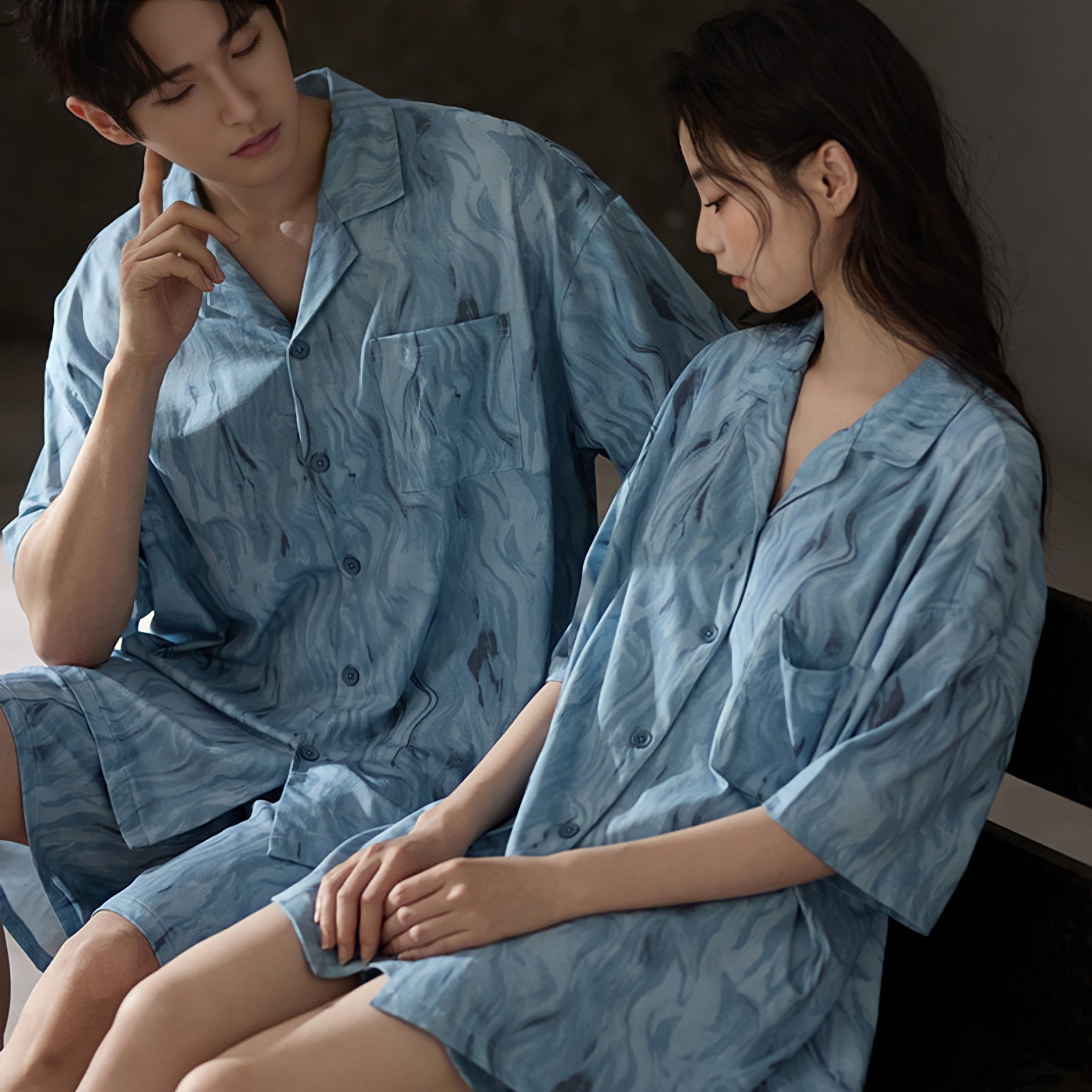 Marble Blue Modal Cotton Pajamas