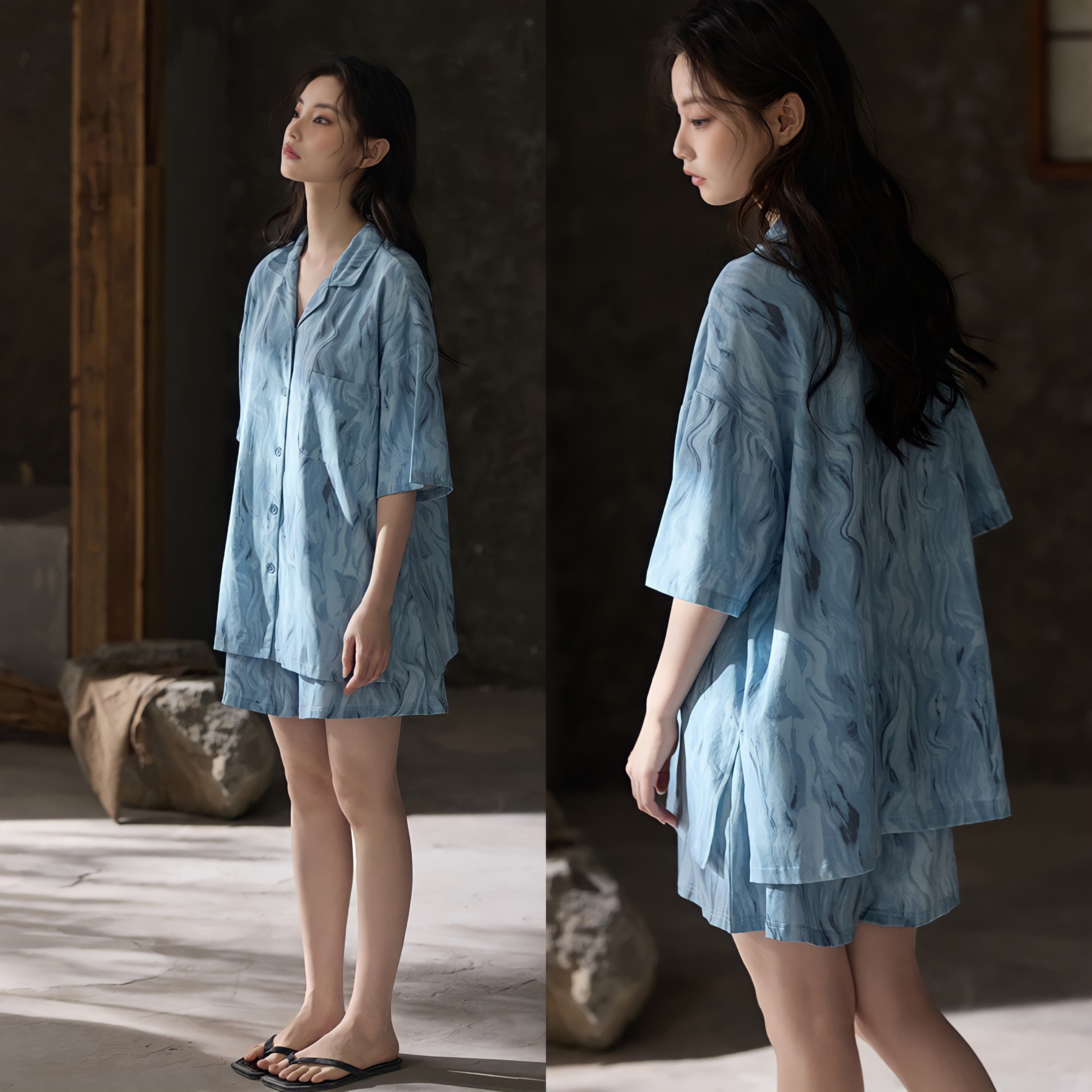Marble Blue Modal Cotton Pajamas