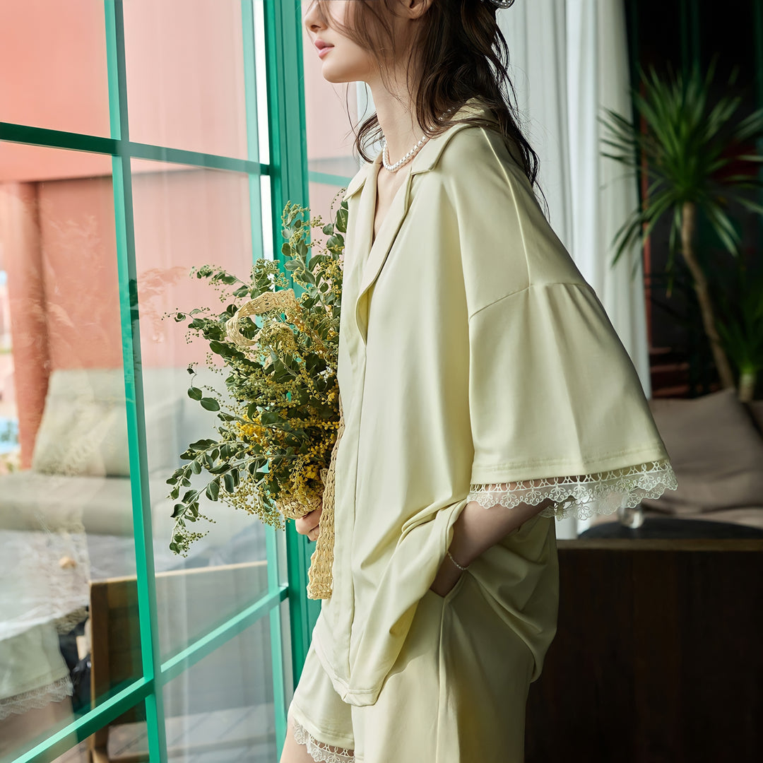 Lace Design Modal Cotton Pajamas