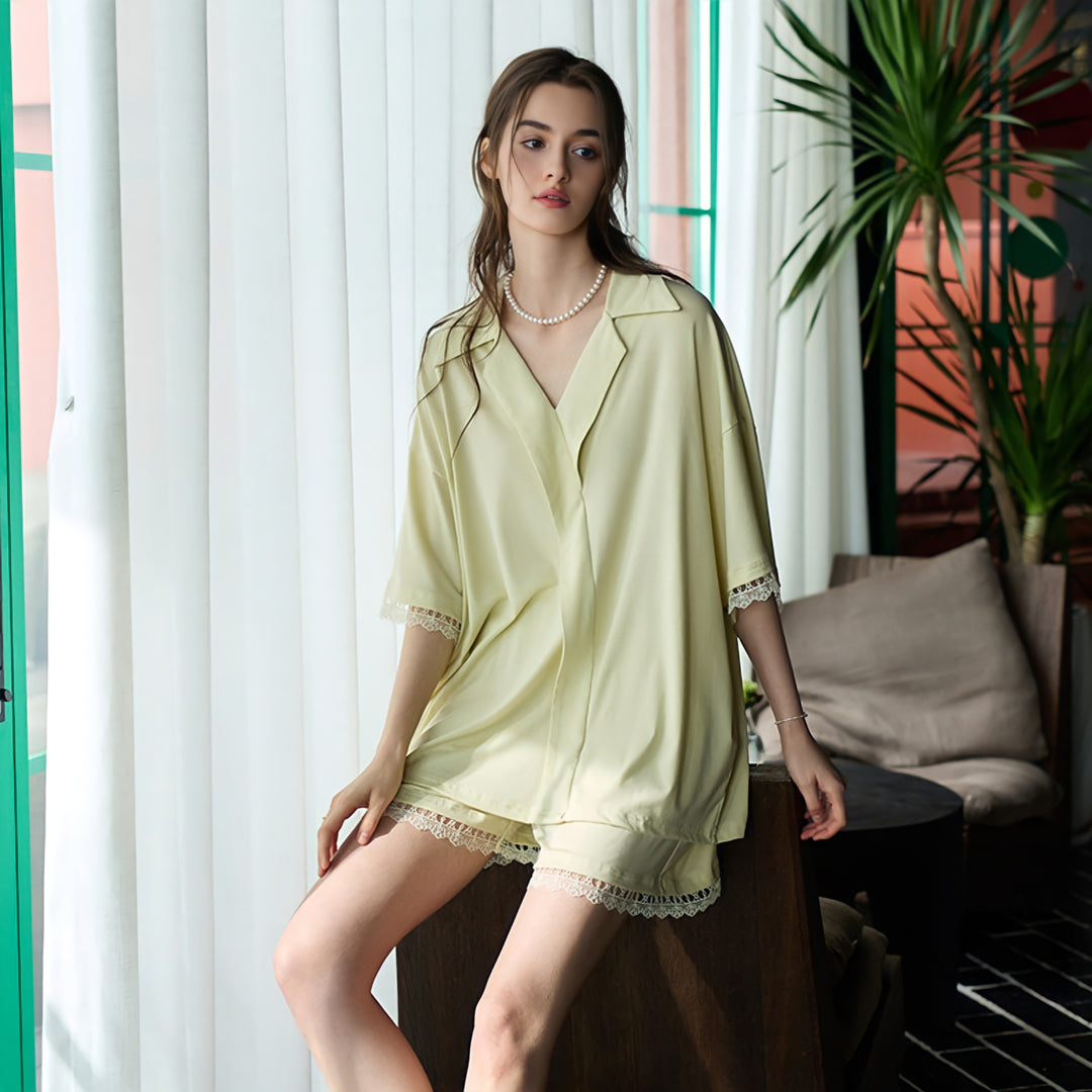 Lace Design Modal Cotton Pajamas