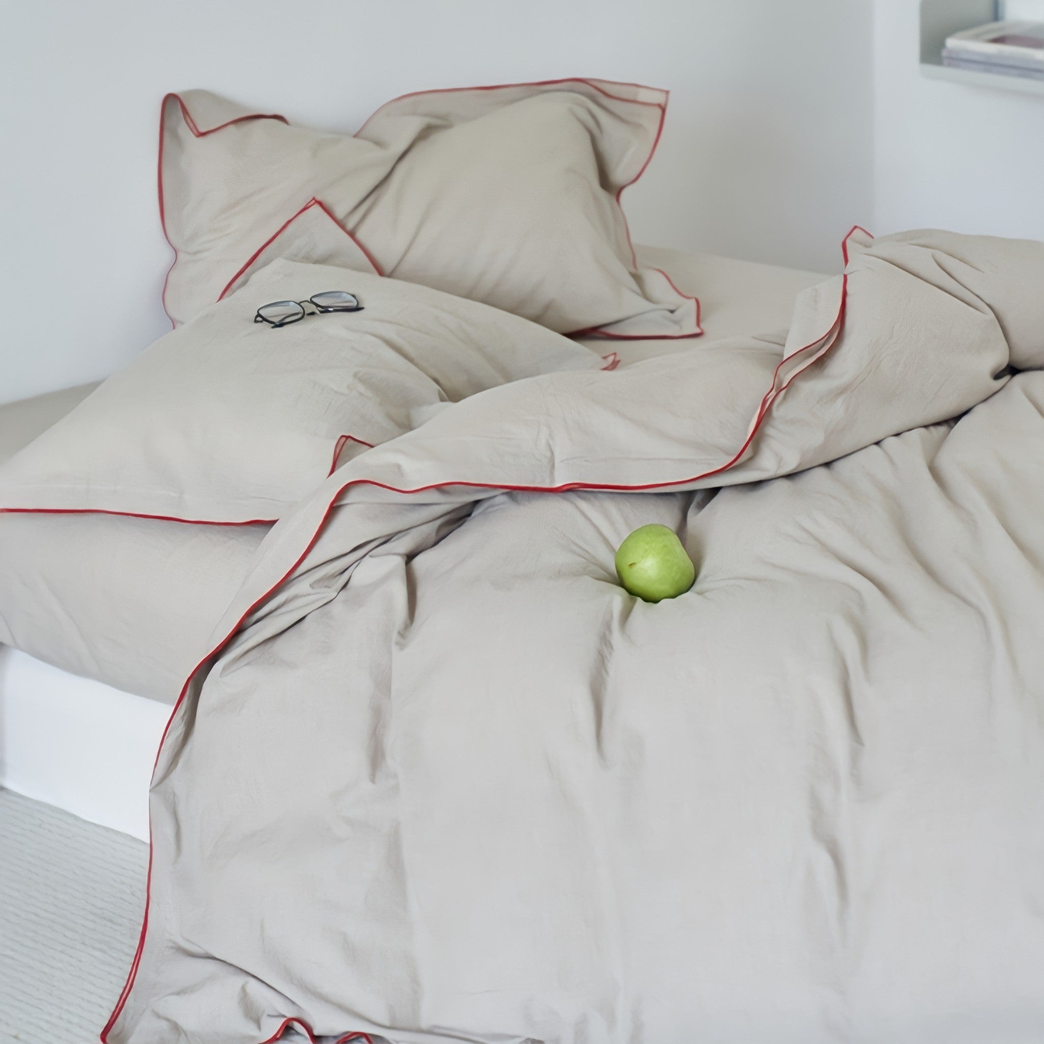 パイピングウォッシュドコットン寝具セット 