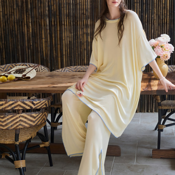 Pajamas with Built-in Bra and Stitch Design