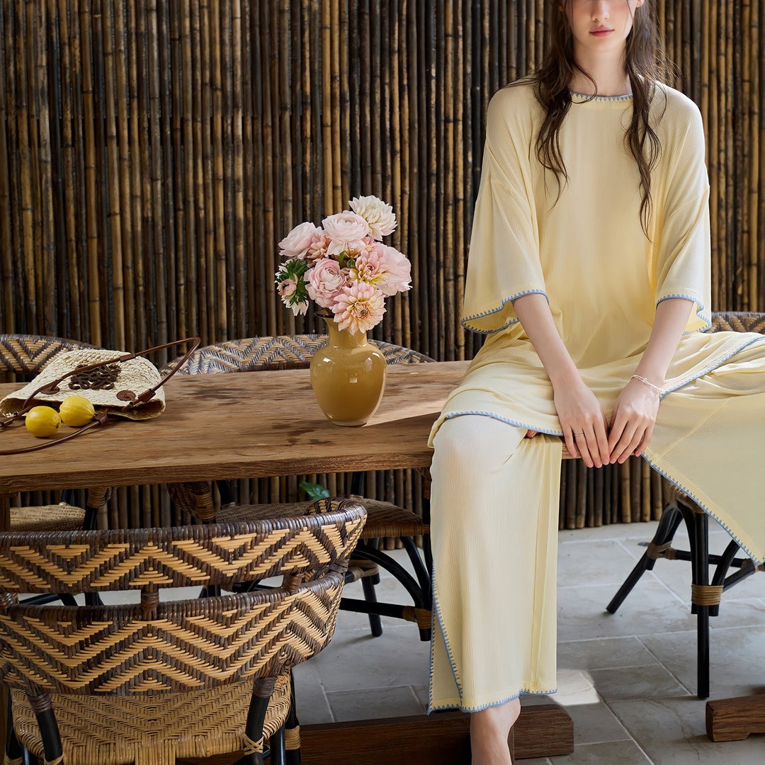 Pajamas with Built-in Bra and Stitch Design