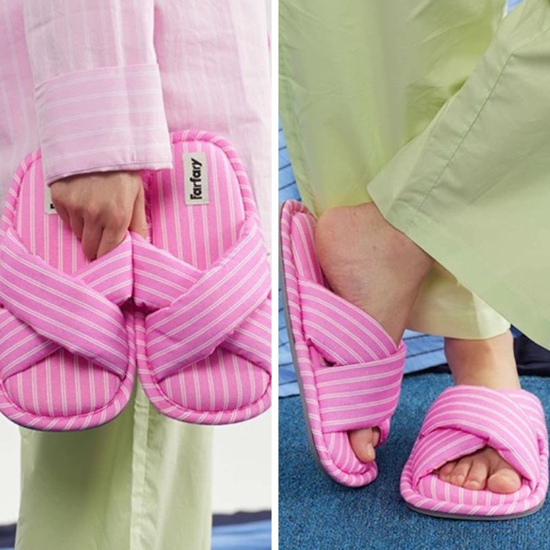 Criss-cross strap slippers
