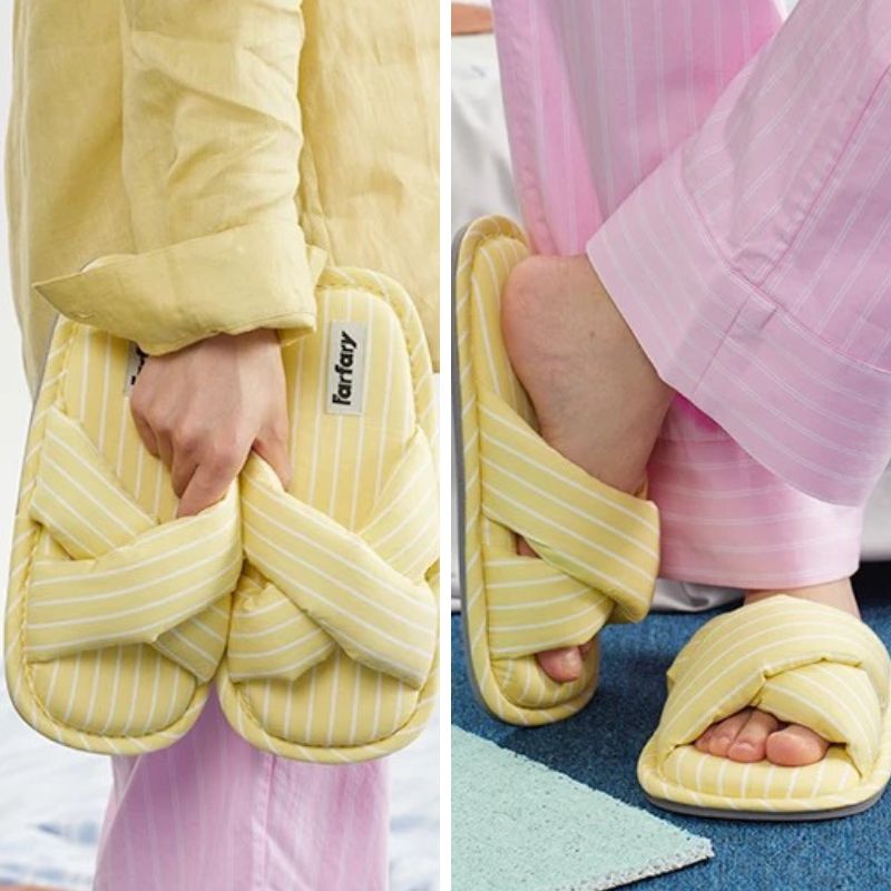 Criss-cross strap slippers