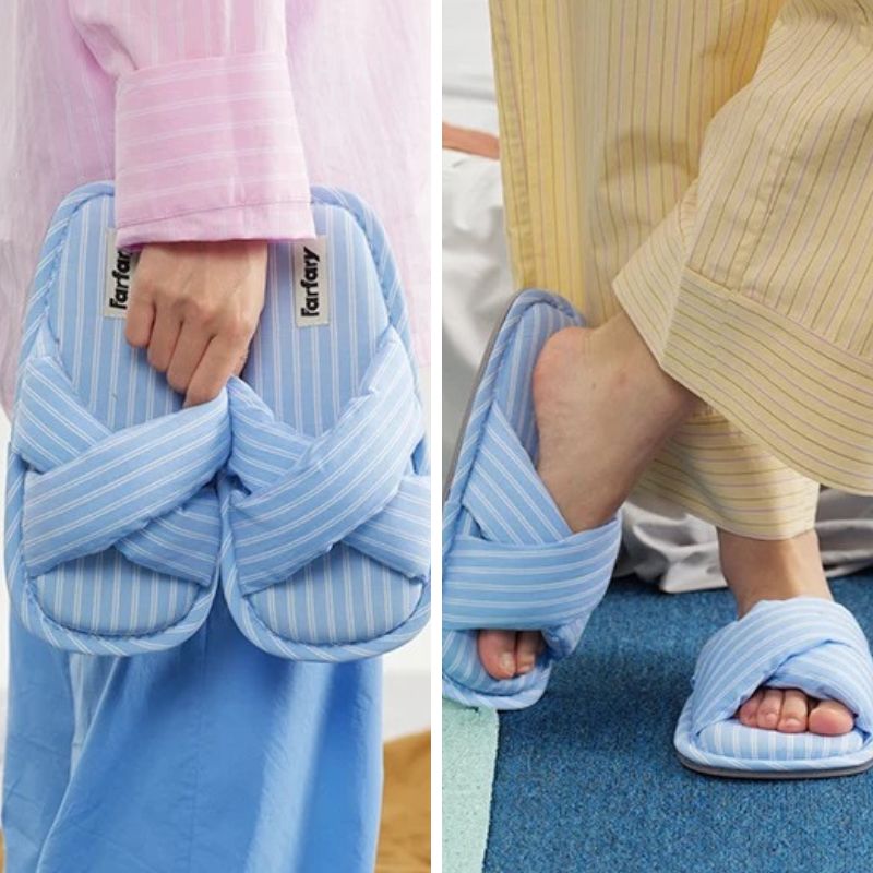 Criss-cross strap slippers