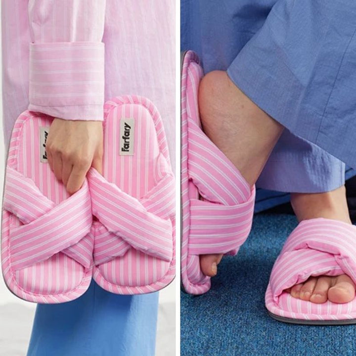 Criss-cross strap slippers