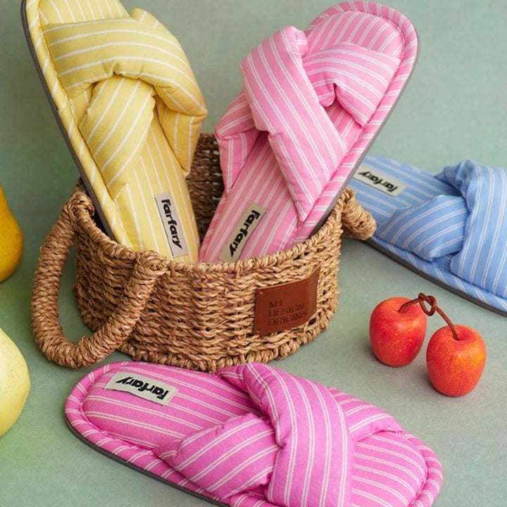 Criss-cross strap slippers