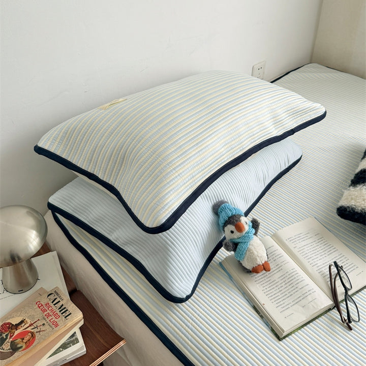 Ice Silk Line Pattern Mat Set - Blue