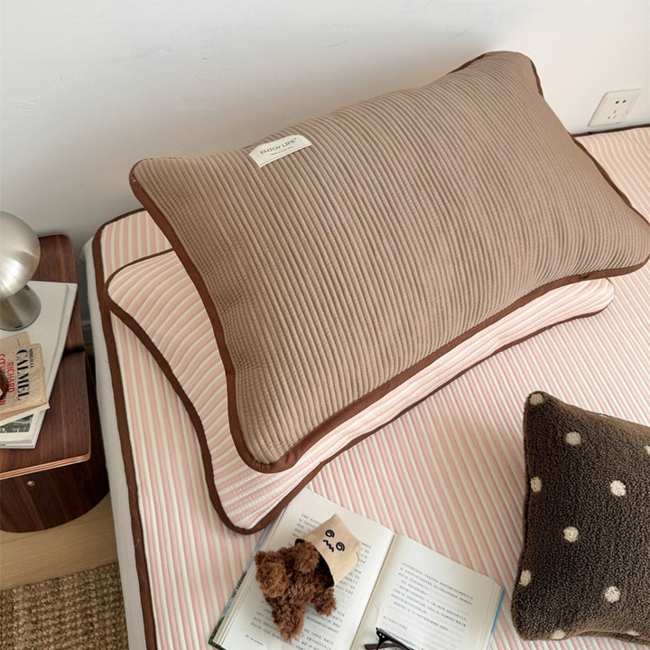 Ice Silk Line Pattern Mat Set Pink