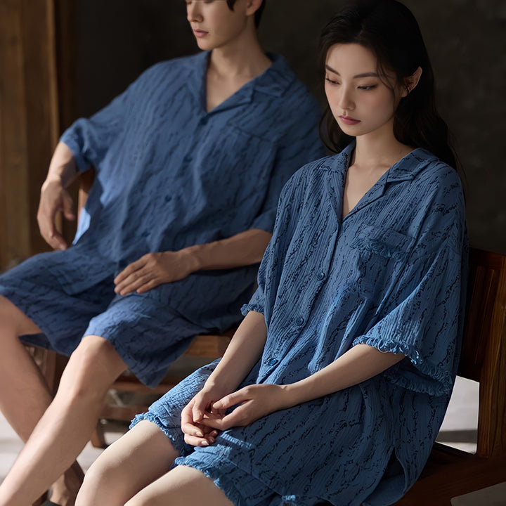 Subtle Wave Pattern Baby Cotton Pajamas