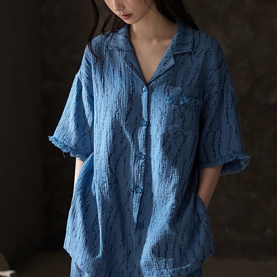 Subtle Wave Pattern Baby Cotton Pajamas